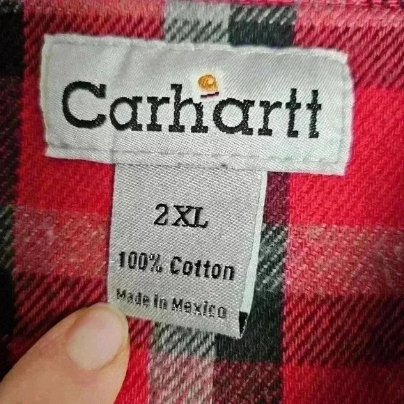 Carhartt Men's Red Plaid Heavyweight Shirt/Jacket/Shacket XXL Outerwear/Workwear - Picture 3 of 6